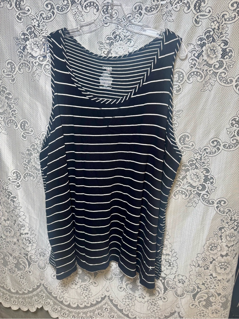 Danskin Black and White Striped Tank Top